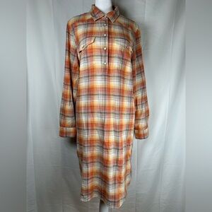 Blake Shelton Lands’ End Western Plaid Shirt Dress Women’s Medium Orange